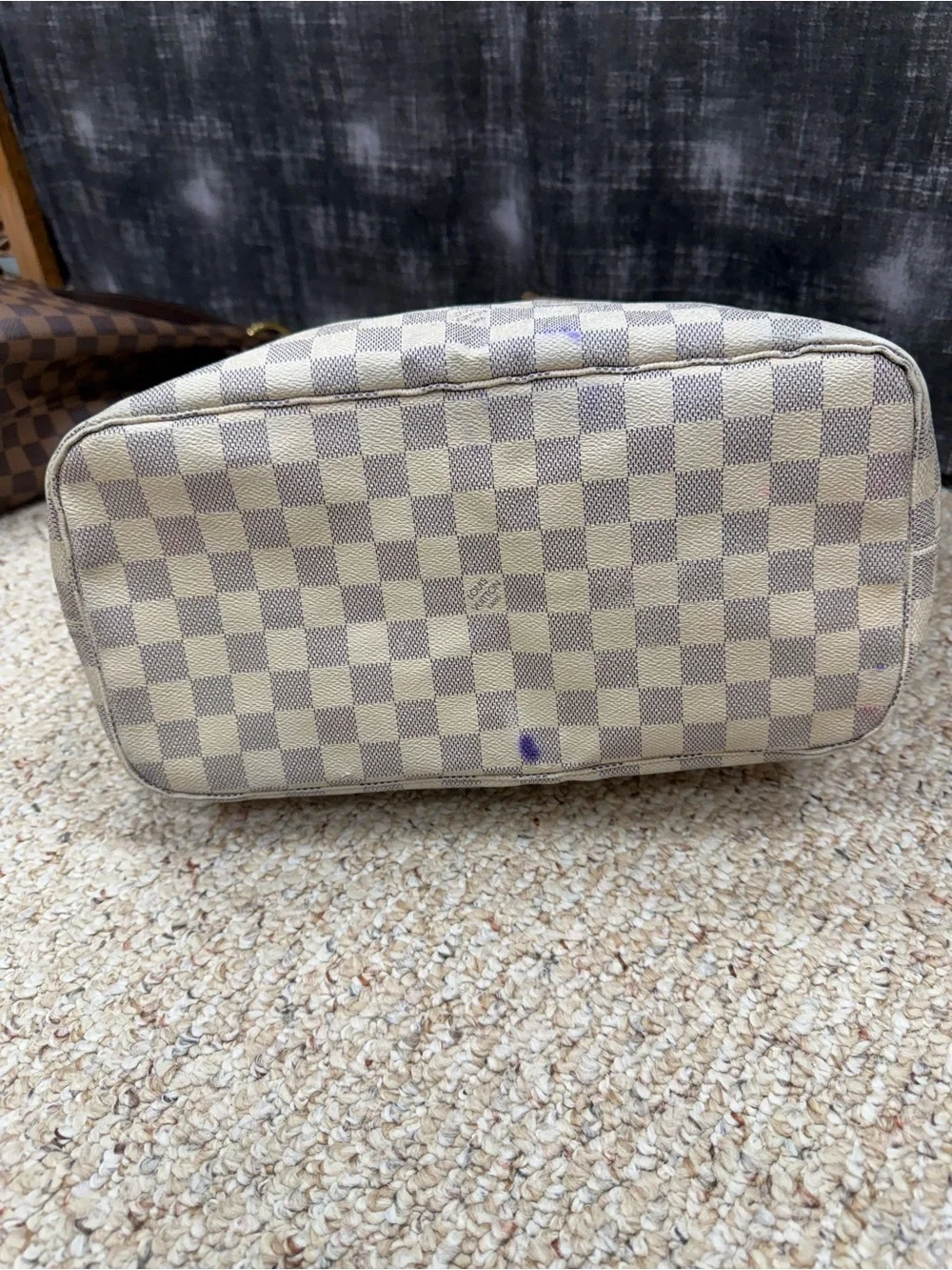LOUIS VUITTON Neverfull MM White Damier Azur Tote Shoulder Bag Purse N40604$2240